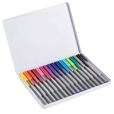 Edding 55 Fineliner Drawing Art Pen Assorted Metal Gift Tin Set Of 16 Pens