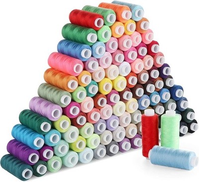 100 Farben Nähgarn Set 250 Yard pro Spule Polyester Maschinenstickgarn f...