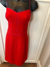 New Tags Banana Republic Thin Strap Red Wool Purple Seamed Sheath Dress Size 12
