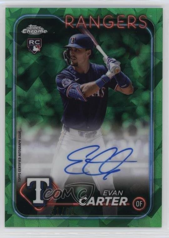 2024 Topps Chrome Update Sapphire Edition Green /99 Evan Carter Rookie Auto RC