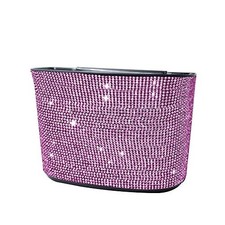 Bling Crystal Car Trash Can Auto Hanging Car Trash Can Sparkling Storage Pink