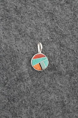 Turquoise, Spiny Oyster & Sterling Silver Pendant - Joseph Martinez