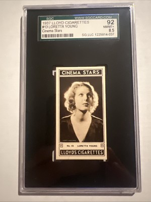 lloyd tobacco 1937 LLOYD CINEMA STARS #13 LORETTA YOUNG TOBACCO CIGARETTES CARD SGC 8.5  POP 2