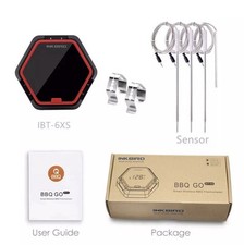 Inkbird BBQ Cooking Thermometer IBT-6XS Red 4 Probes Meat Pork Oven Grill C/F UK