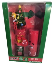 Mars M&M's Christmas Holiday Light Sound Wand Candy Tube Dispenser Gift Set Red
