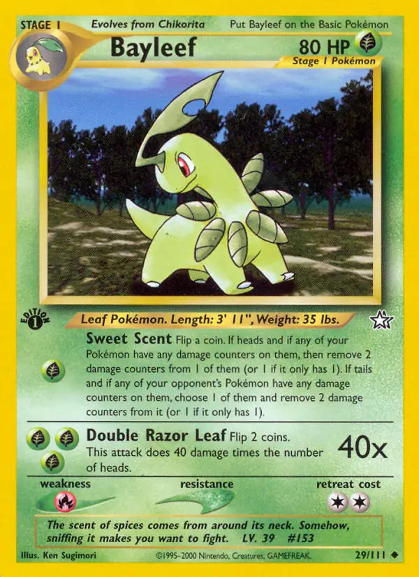 Bayleef - 29/111 - Pokemon Neo Genesis 1st Edition Card WOTC NM