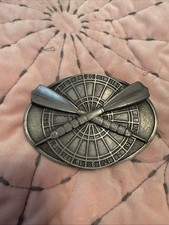 Darts & Dartboard PEWTER BELT BUCKLE Bergamot Brass Works 1984 Vtg USA Made A150