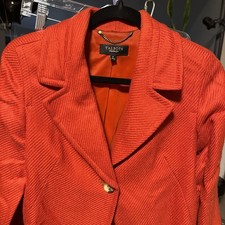 Talbots Burnt Orange Wool Blend Single Button Blazer Size 14