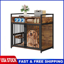 48" Dog Kennel ,Dog Crate Furniture Indoor Metal Dog Cage with 2 Storage Shelves