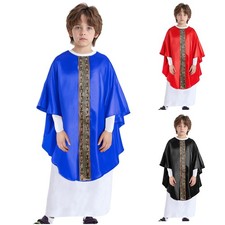 Unisex Kids Outfits Cape Costume Zipper Robe Carnival Round Neck Decorative