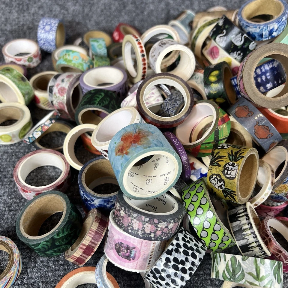 Mixed Washi Tape Lot Scrapbooking Journaling Crafts Assorted Designs Used - Image 3 of 4