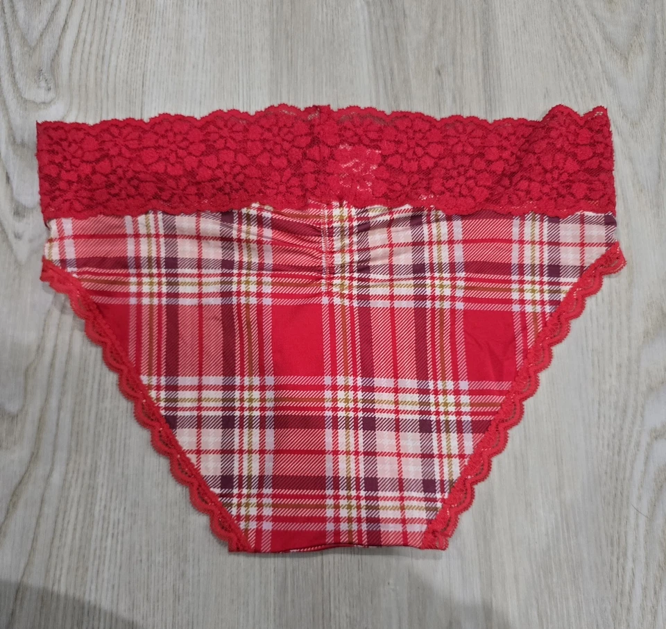 Bragas de bikini Aerie de encaje a cuadros rojas talla M nuevas con etiquetas Foto 3 de 3