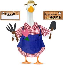 Porch Goose Outfits Summer Gardener for 23 Inch Geese Statue 8 Pcs Clothes Shirt