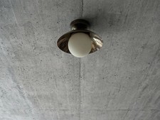 Glass Globe Brass Ceiling Light: Mid-Century Modern brass pendant lamp  vintage