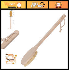 Long Handled Bath Shower Brush - 17.75" Beechwood Back Brush with Boar Bristle