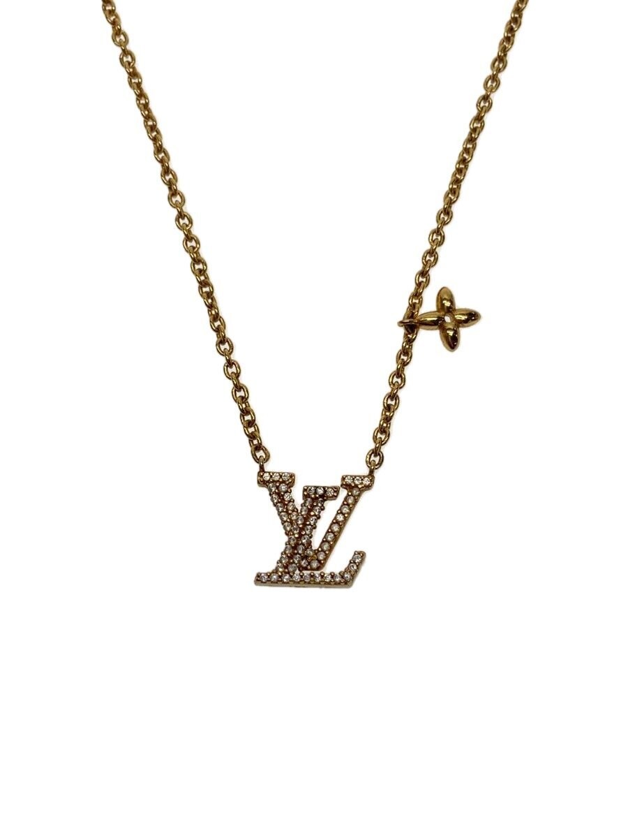 LOUIS VUITTON LV Iconic Necklace Gold Plated Rhinestone M00596