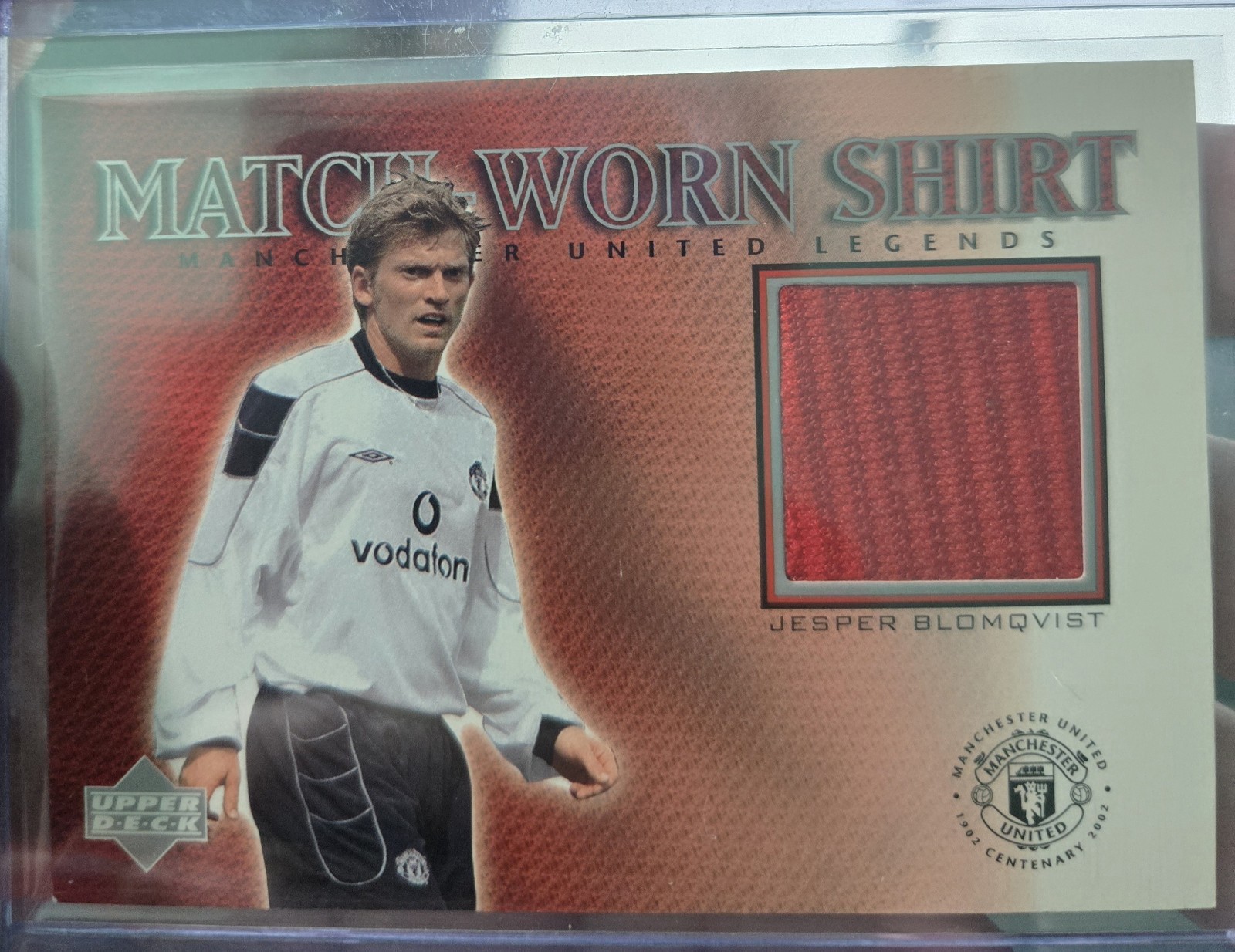 2002 Upper Deck Manchester United Match Worn Shirt Jesper Blomqvist Game Jersey
