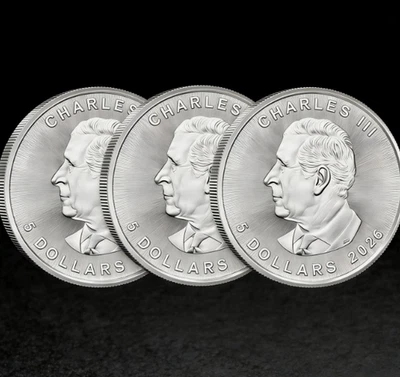 Lot of 3 - 2026 Canadian Maple Leaf Commemorative (0.999999 Purity) - Image 1 of 4
