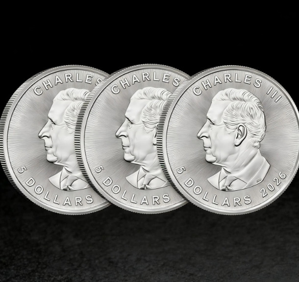 Lot of 3 - 2026 Canadian Maple Leaf Commemorative (0.999999 Purity)