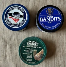 Vintage Empty 1980’s SKOAL Bandit Tobacco Can Container Lot of 3
