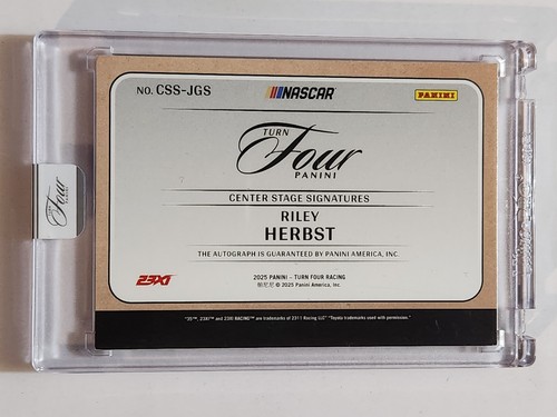 2025 Panini Turn Four Racing Center Stage Auto #CSS-JGS Riley Herbst Red #15/15! - Picture 2 of 2