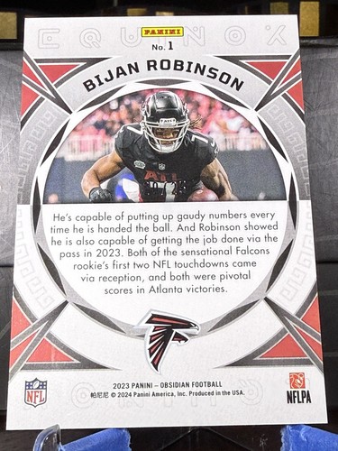 2023 Bijan Robinson Panini Obsidian Equinox Electric Etch Rookie #1 20/25 - Picture 2 of 2