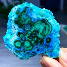 106G Natural Chrysocolla/Malachite transparent cluster rough mineral sample