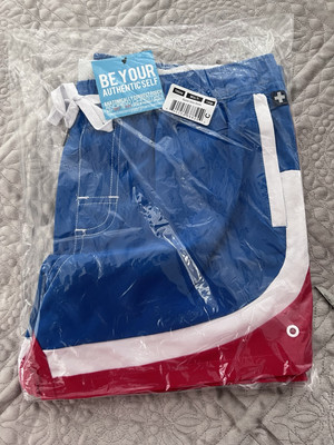 Andrew Christian Men s Riptide Swim Shorts Large Red, White And Blue