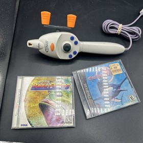 Sega Marine & Bass Fishing Dreamcast Games Plus Fission Fishing Controller -B2A