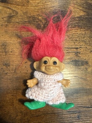 Russ Vintage Merry Little Trolls Doll Red Hair Green Shoes Knitted Shirt