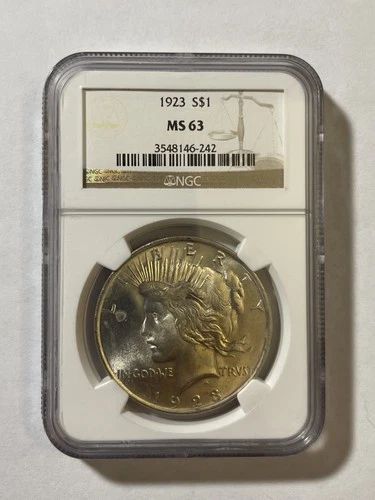 1923 SILVER PEACE DOLLAR - NGC MS63