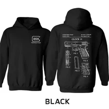 Glock 19 Patent Diagram Hoodie – Tactical Gun Schematic Graphic Pullover