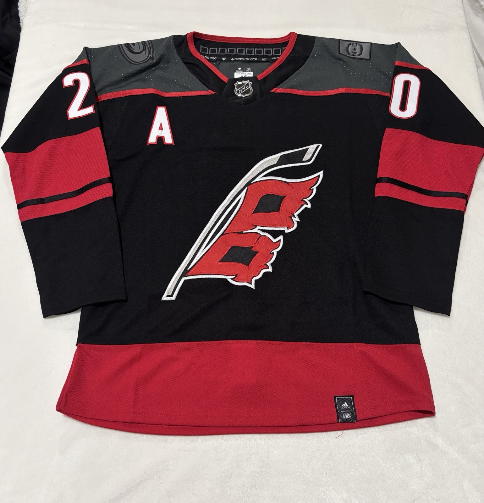 Men's  Carolina Hurricanes Sebastian Aho #20 Black Home Jersey Size 46 Small
