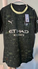 PUMA Authentic Manchester City Black/Green Soccer Jersey Shirt Men’s Size L