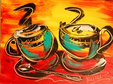 COFFEE  Abstract Modern Original Oil Painting  CANVAS BY KAZAV 3thrrh