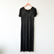 Vintage Black Floral Sheer Maxi Dress Size 6
