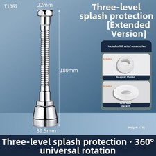 3 Spray Mode Kitchen Faucet Extender Stainless Steel ABS 360 Degree Rotation