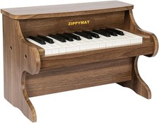 ZIPPY MAT Klavier mit 25 Tasten, Mini Holzspielzeug f&uuml;r Kinder, Walnut Farbe