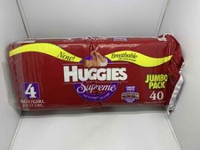 Vintage Huggies Supreme 40 Diapers Jumbo Pack Size 4 Boy/Girl 22-37lbs. 1993