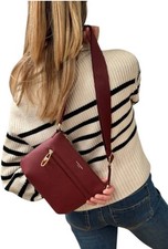 Women's Deep Burgundy Small Crossbody Handbag- David Jones Shoulder Ladies Bags