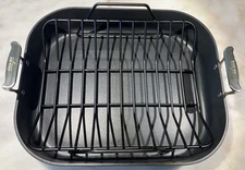 ALL-CLAD Roasting Pan Stainless Steel Nonstick W/Rack Turkey Roaster 16 x 13