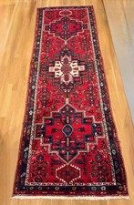 Schöner Orientteppich Hamadan Läufer ca. 300x100 handgeknüpft, rug, tappeto, rot