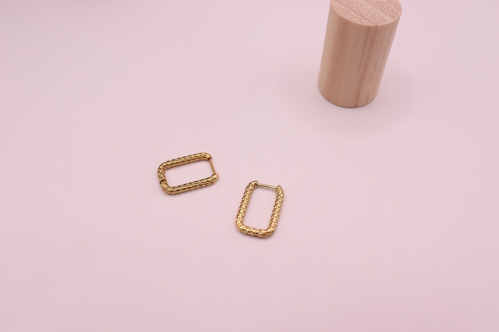 Gold Plated Rectangular Hoop Earrings For Women S… - image 2