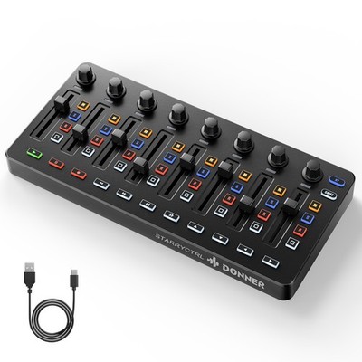 Donner Wireless USB MIDI Controller 8 Fader 8 Knob STARRYCTRL Rechargeable