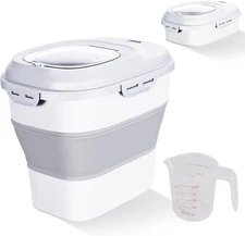 Cereal Rice Food Storage Containers, Collapsible 20 to 50 Lbs Dispenser Bin 