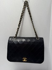 CHANEL Black Quilted Chain Strap Shoulder Bag with Gold Hardware Turn Lock