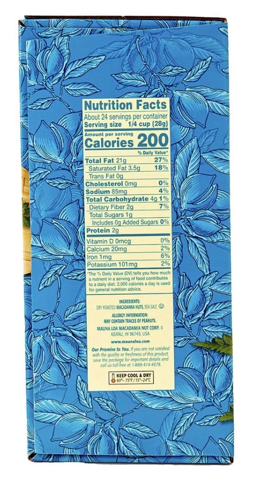 Nueces de Macadamia Tostadas Premium Mauna Loa, Sabor a Sal Marina Hawaiana, Taza de 4 Oz (6) Foto 4 de 4