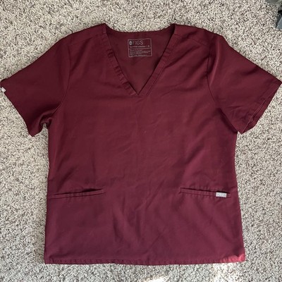 トップス n FIGS Women's Sz XL Technical Scrub Top Burgundy Red Casma PO#1778