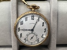 VTG ILLINOIS 405 12S 17J POCKET WATCH 25 YEAR GOLD FILLED CASE W/ KN WBP017439 