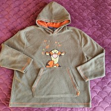 Vintage Disney Pooh Tiger Green Fleece Pull Over Hoodie Unisex Size Large